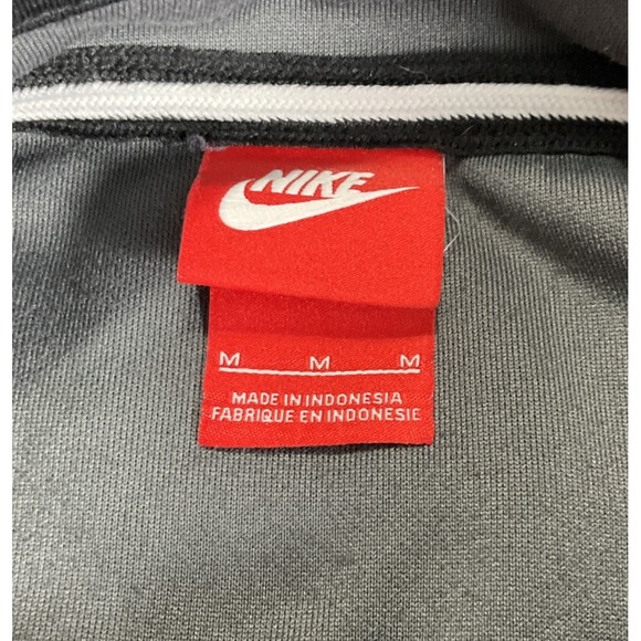 Nike Track Jacket Mens Sz M Gray/ Black/White Full Zip Retro Style Orange Swoosh - Picture 3 of 13